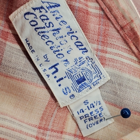 Vtg 60s Shirt Men S 14 14.5 Button Up SS Solid Plaid Western H.I.S. 2 Pocket - Picture 2 of 13